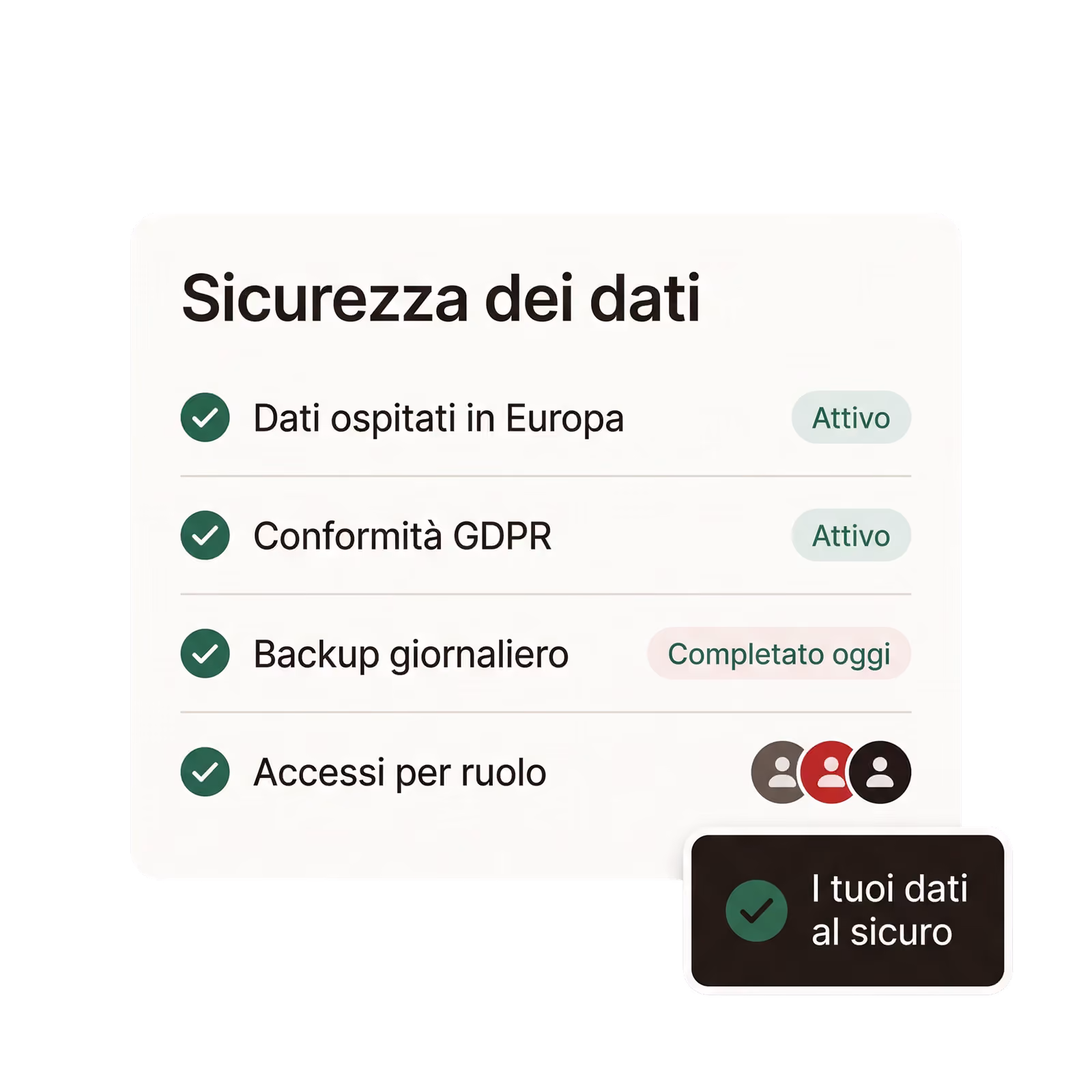 La sicurezza dei dati in ProTempo: dati ospitati in Europa, conformità GDPR, backup giornaliero e accessi per ruolo